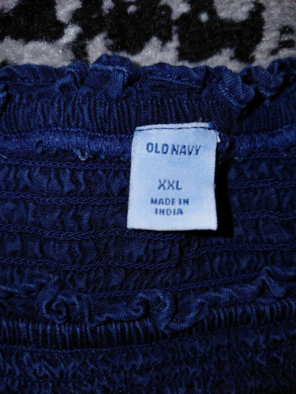 Old Navy XXL Smocked Chambray Puff Sleeve Peplum Blouse Dark Wash Cottagecore